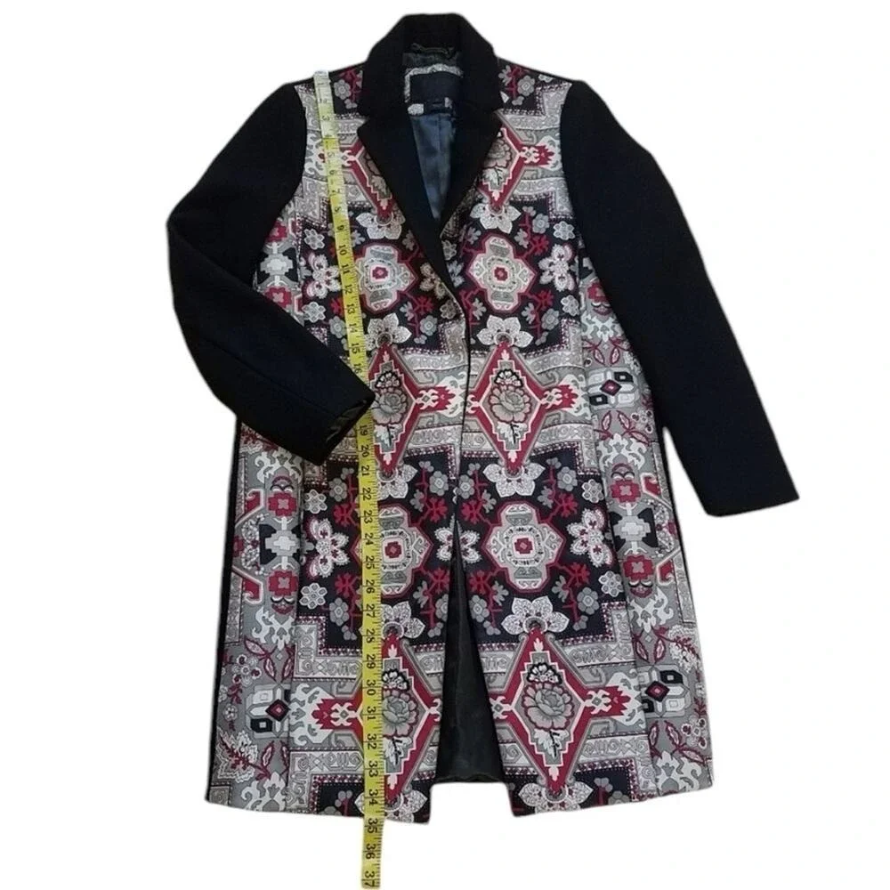 J.Crew Collection RARE topcoat mosaic Italian Silk Wool tapestry coat size 2